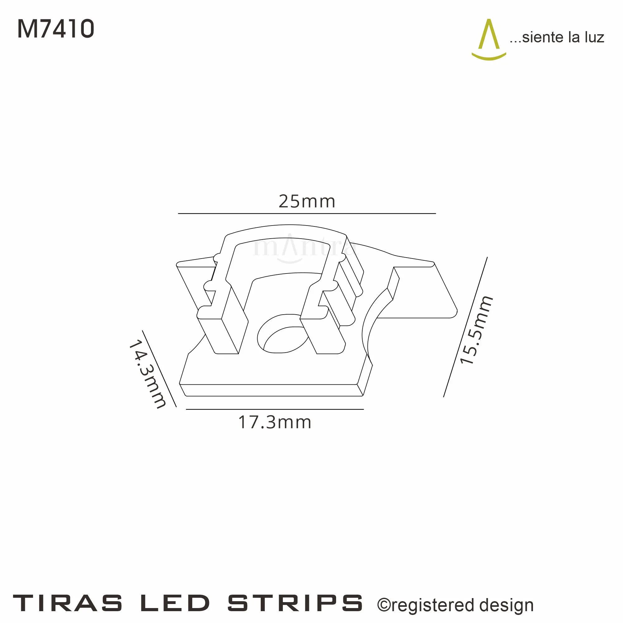 Tiras 17.3 x 15.3mm White Recessed Profile End Cap With Hole (1pc) for M7407 M7410  Mantra Fusion Tiras LED Profile